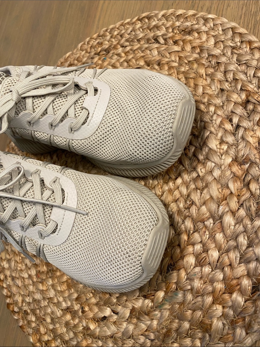 Skechers Women's Light Beige Knit Lace-Up Athletic Sneakers - Picture 4 of 6